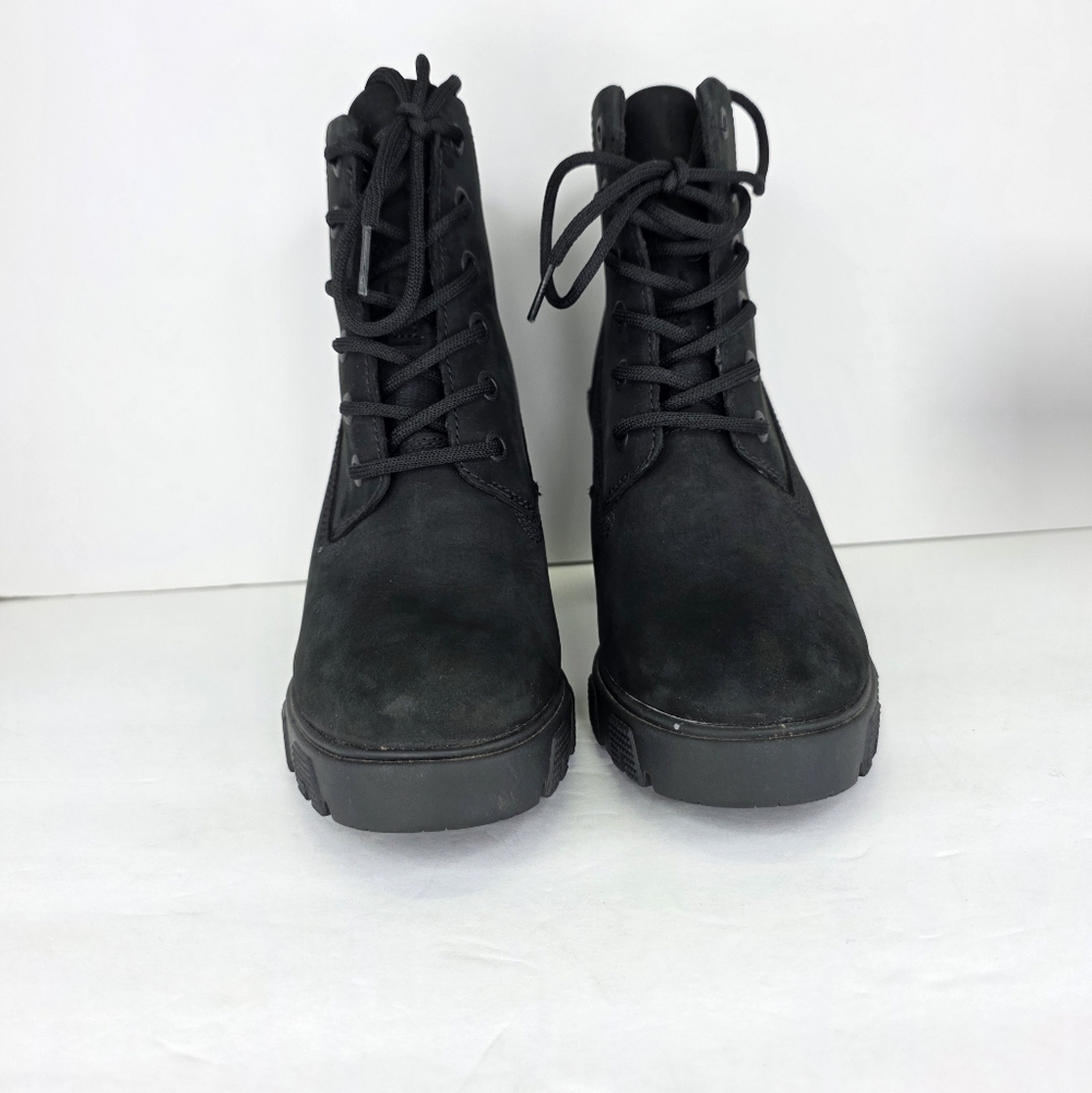 Timberland Lana Point Lace Up Heeled Nubuck Boots Black Suede Women's Size 7 - Picture 4 of 14